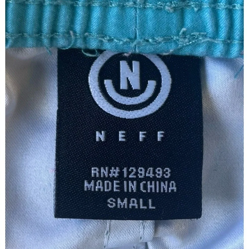 NEFF Rubber Duckie Mens Board Small Shorts Blue Tropical Drawstring beach preppy